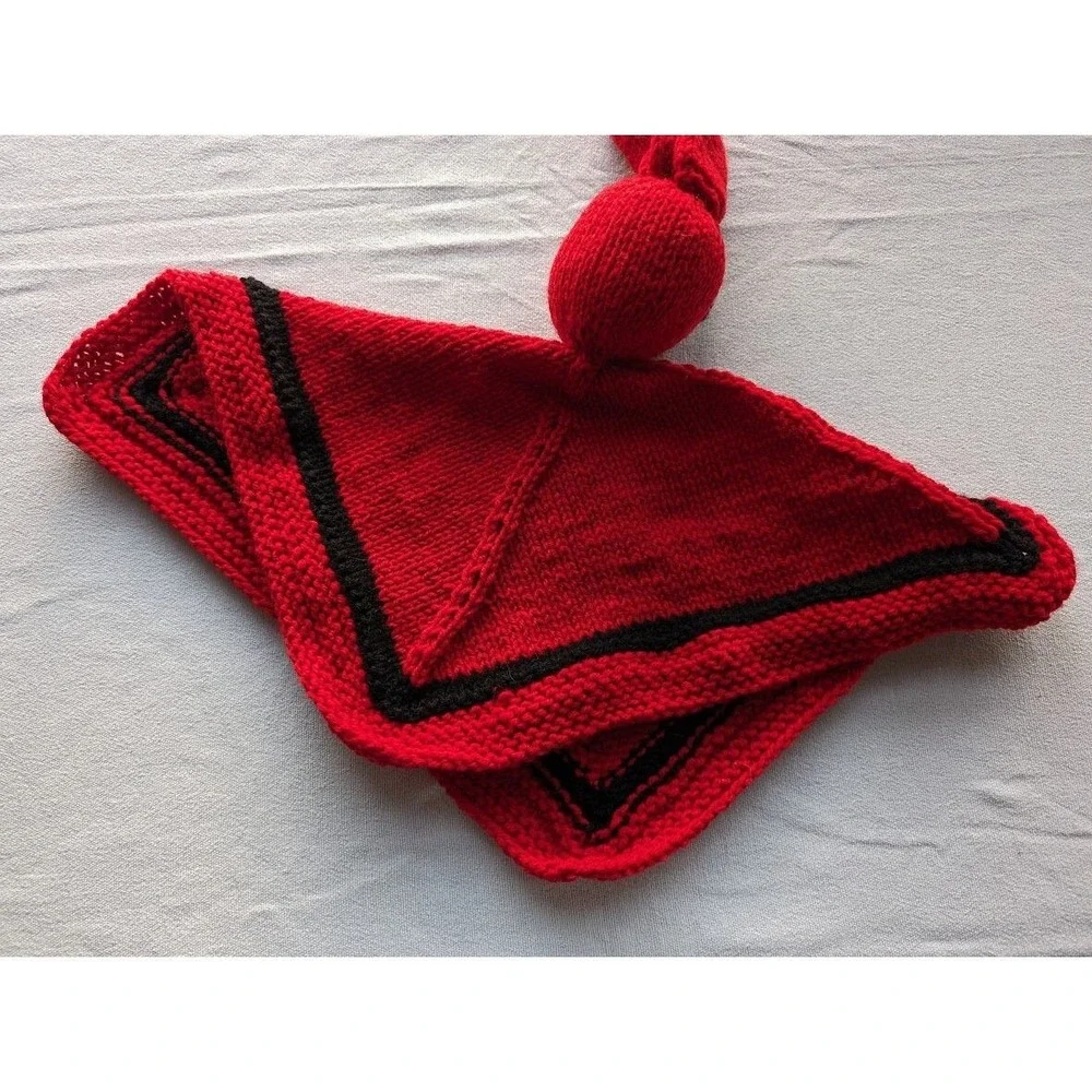 Handmade‎ Crochet Red Doggie Lovey Plush Security Stuffed Blanket Clifford Dog